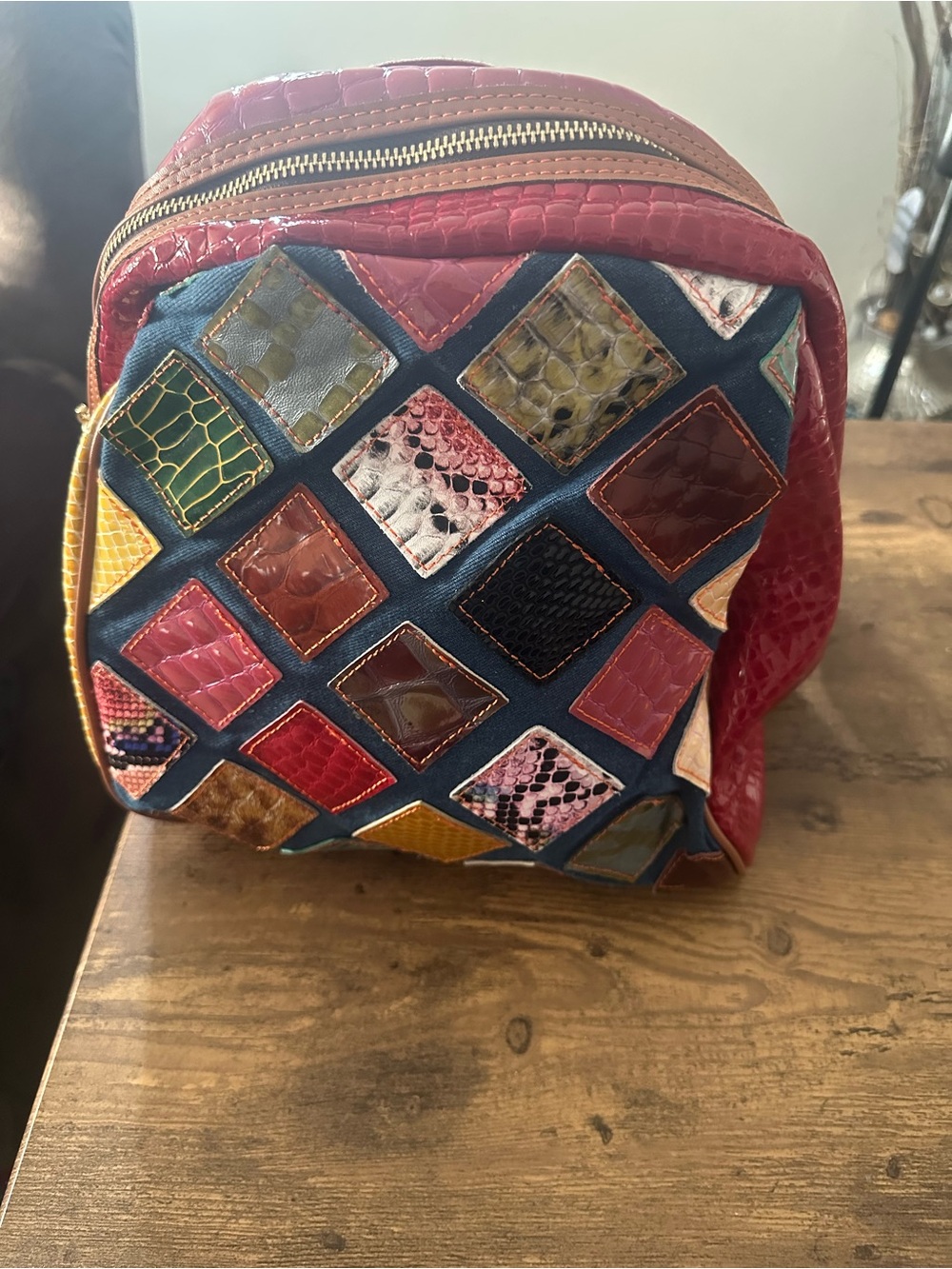 Multi-Color Patchwork Leather Crossbody Bag - Women
